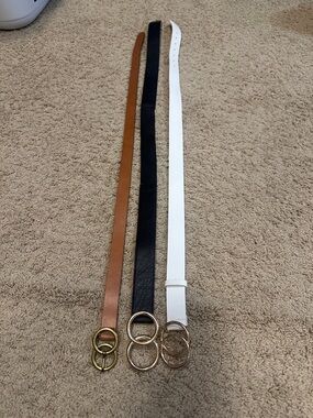 3 Express Women's Triple-Ring Belts in White, Black & Brown